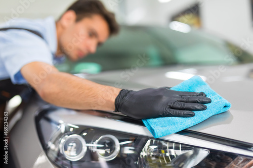 Car detailing concept. Auto cleaning and polish.