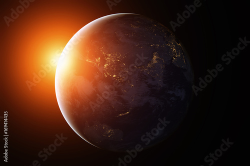 The Earth from space at night. Asia and Australia. Elements of this image furnished by NASA.