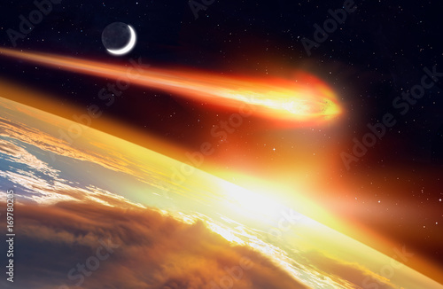 Fotoobraz na płótnie Atak asteroidy na Ziemi "Elementy tego zdjęcia dostarczone przez NASA