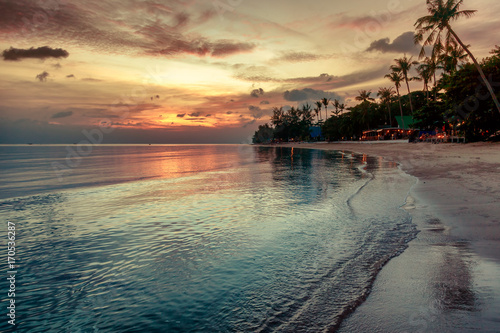 Beautiful landscape, bright tropical sea sunset