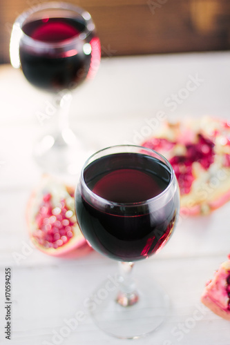 Delicious organic juice made from fresh pomegranate.