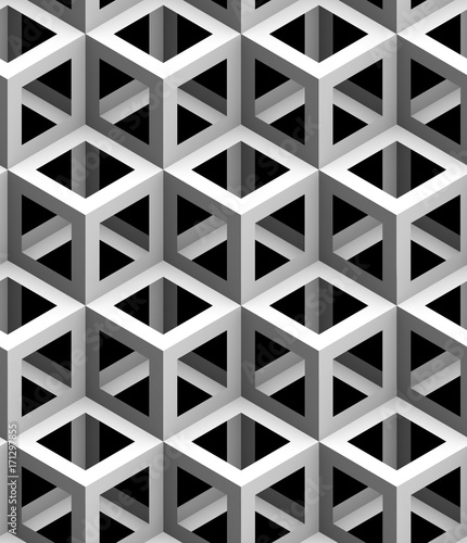 Zdjęcie XXL monochromatyczne geometryczne 3d tekstury na czarnym tle, bez szwu tapety dekoracyjne