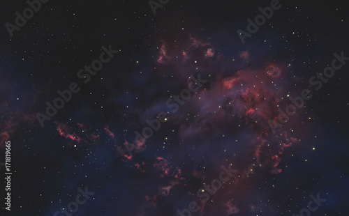 Fotoobraz na płótnie Galaxy z Purpurową - Pomarańczową Mgławicą. Gwiaździste niebo. Wszechświat wypełniony gwiazdami.
