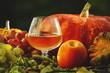 bright grapes and grape juice. pumpkin. bright grapes and grape juice. pumpkin.
