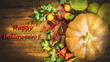 pumpkin, leaves on a wooden background. inscription - happy halloween pumpkin, leaves on a wooden background. inscription - happy halloween