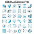 network and data analytics icons set