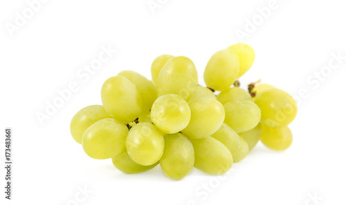 Green grape. Bunch with ripe berries of grapes on a white background.