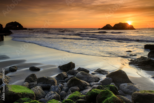 Fotoobraz na płótnie Zachód Oceanu Spokojnego. Sutro Baths, San Francisco, Kalifornia, USA.