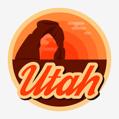 Travel Utah destination retro round icon