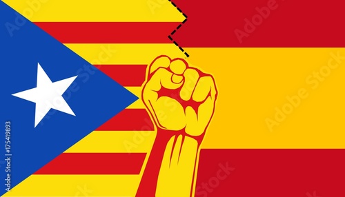 Plakat Ilustracja Catalonia Separacja od Hiszpania. Katalońskie referendum niepodległościowe, 2017 r.