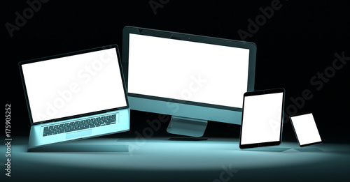 Modern digital silver tech device 3D rendering