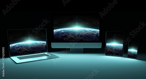 Modern digital silver tech device 3D rendering