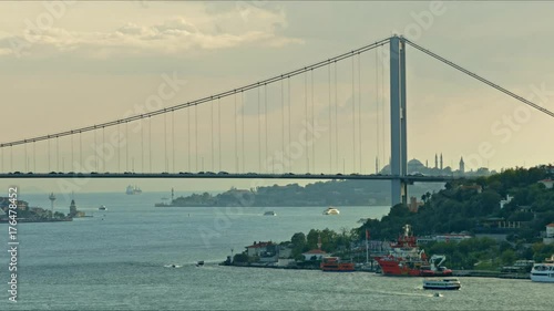 Bosphorus Bridge and Old Town Istanbul in Turkey