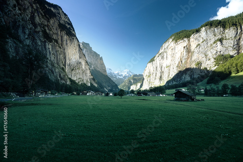  Lauterbrunnen and Swiss Alps in the background, Berner Oberland, Switzerland