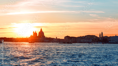Architecture and landmarks of Venice. Panorama sunset