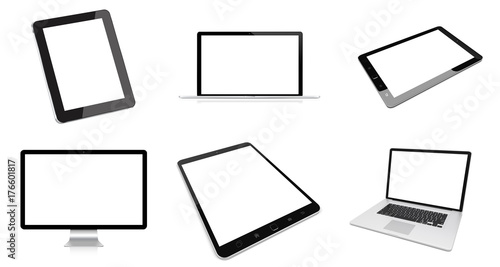 Modern digital silver tech device pack 3D rendering