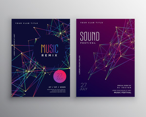 abstract digital lines music flyer poster template design