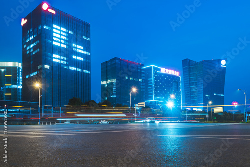 urban traffic and modern buildings at night,shanghai,china.