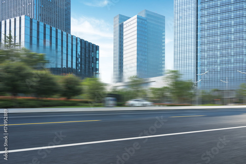 empty road with modern buildings on background,shanghai,china.