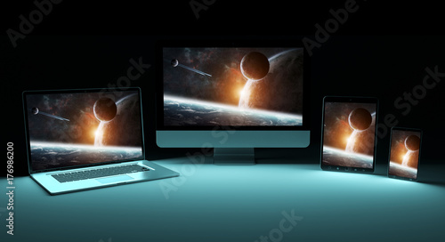 Modern digital silver tech device 3D rendering