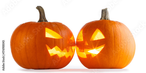 Halloween Pumpkins on white