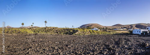 Plakat malownicze wioski Mancha Blanca w pobliżu Parku Narodowego Timanfaya, Lanzarote