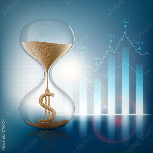 Hourglass with a dollar sign