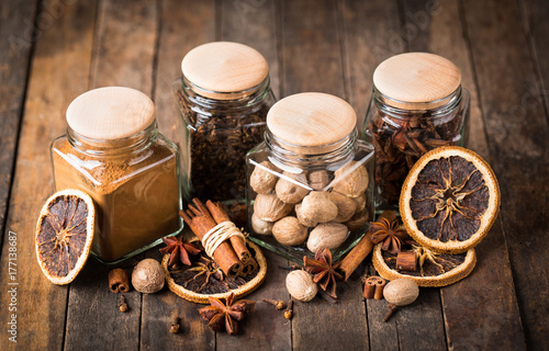 Aromatic spices in the jar