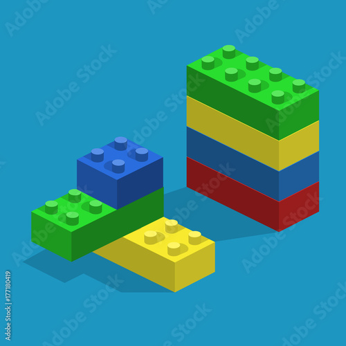 Fototapeta Isometric 3D vector illustration toy for children constructor and building blocks
