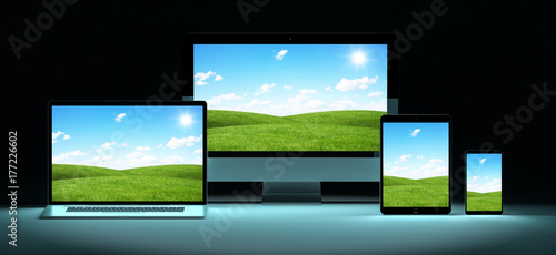 Modern digital silver tech device 3D rendering