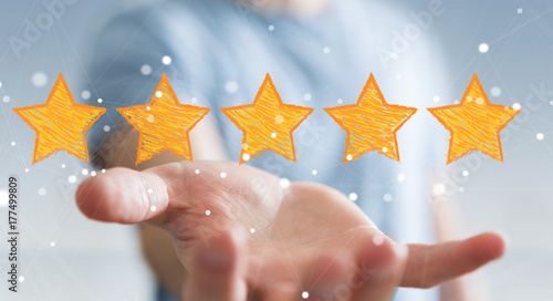 Businessman rating with hand drawn stars