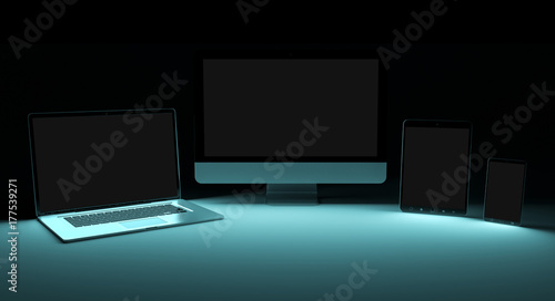 Modern digital silver tech device 3D rendering