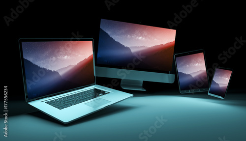 Modern digital silver tech device 3D rendering