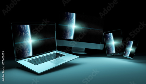 Modern digital silver tech device 3D rendering