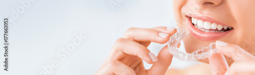 Beautiful smile and white teeth of a young woman.