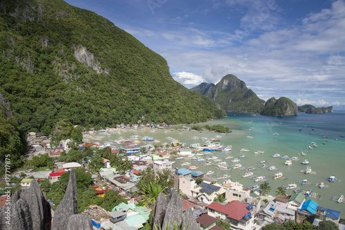 Fotoobraz na płótnie Widok z lotu ptaka El Nido i wyspy Bacuit zatoka, Palawan wyspa, Filipiny