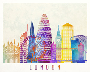 London landmarks watercolor poster