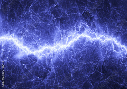 Blue fractal lightning, plasma power background