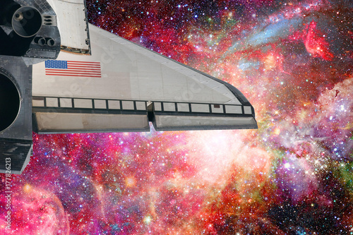 Space Shuttle taking off on a mission. Elements of this image furnished by NASA