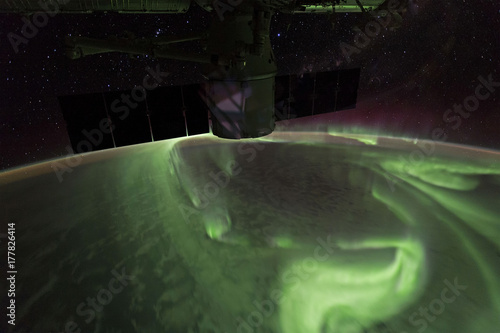 Southern Aurora Lights. Elements of this image furnished by NASA.