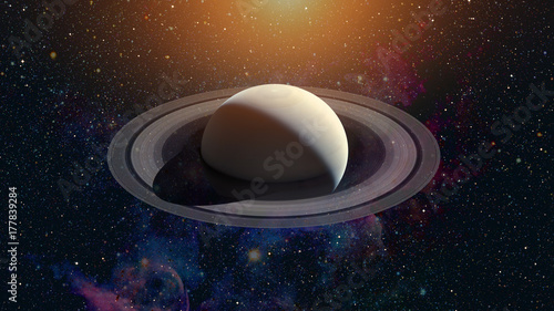 Solar System - Saturn. It is the sixth planet from the Sun.