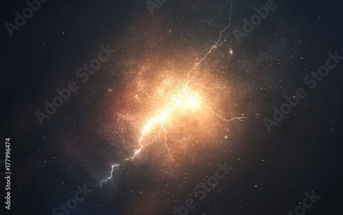 Plakat Streszczenie tło kosmiczne ze spalania plam w osoczu. Obraz głębokiej przestrzeni, fantasy science-fiction w wysokiej rozdzielczości, idealny do tapet i druku. Elementy tego obrazu dostarczone przez NASA
