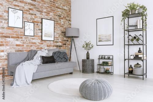 White and gray living room