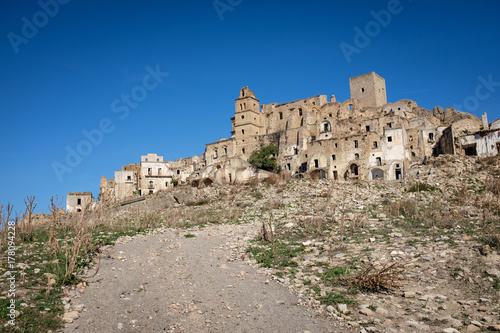 Fotoobraz na płótnie Miasto duchów Craco, film "Pasja Chrystusa". Region Basilicata, Włochy