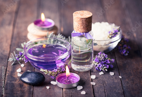 Spa set with lavender aromatherapy oil