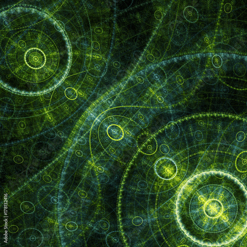 Green mechanical clockwork, steampunk background