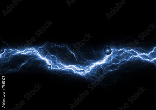 Blue lightning on black background