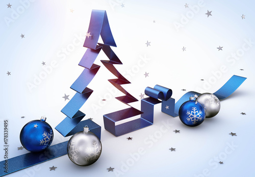 weihnachtsbuam Schleife mit Weihnachtskugel blau
