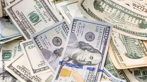 US dollar bills. Close up. Financial background.