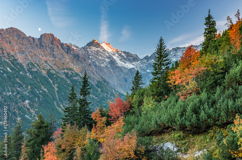Tatra mountains, Rysy highest peak of Poland, autumn evening
